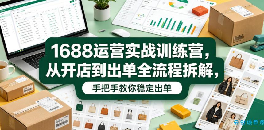 1688运营实战训练营，从开店到出单全流程拆解，手把手教你稳定出单(更新0620)-云创项目库