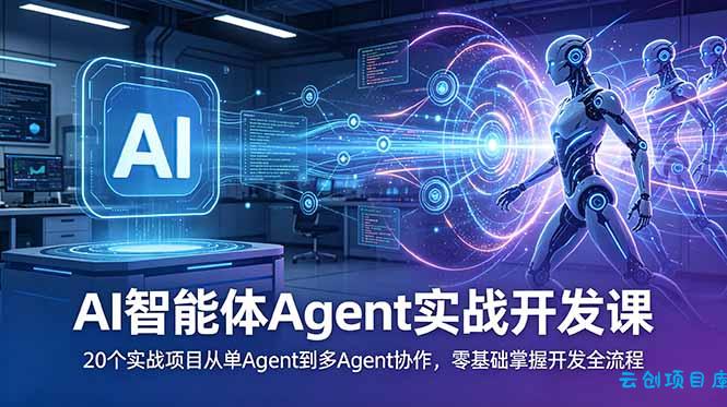 AI智能体Agent实战开发课：20个实战项目从单Agent到多Agent协作，零基础掌握开发全流程-云创项目库