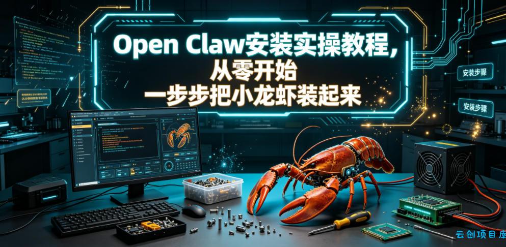 Open Claw安装实操教程，从零开始一步步一步步把小龙虾装起来-云创项目库