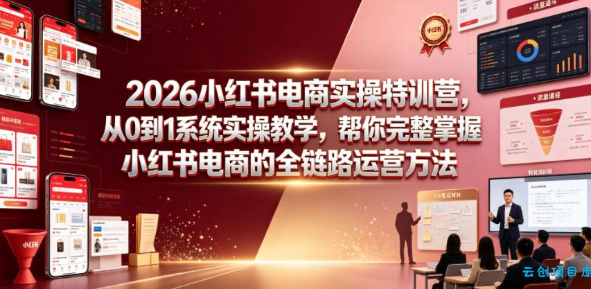 2026小红书电商实操特训营，从0到1系统实操教学，帮你完整掌握小红书电商的全链路运营方法-云创项目库