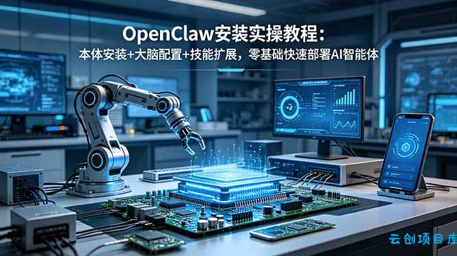 OpenClaw安装实操教程：本体安装+大脑配置+技能扩展，零基础快速部署AI智能体-云创项目库