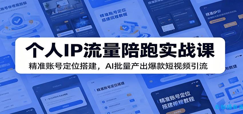 个人IP流量陪跑实战课：精准账号定位搭建，AI批量产出爆款短视频引流-云创项目库