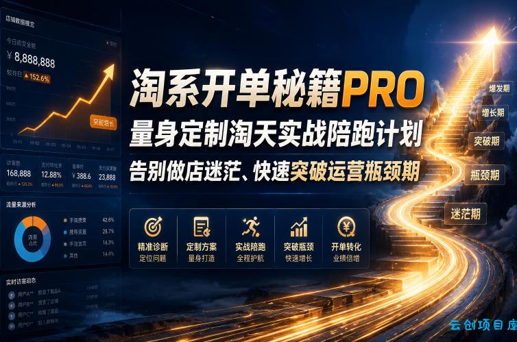 淘系开单秘籍PRO,量身定制淘天实战陪跑计划,告别做店迷茫、快速突破运营瓶颈期(2026年6月22日)