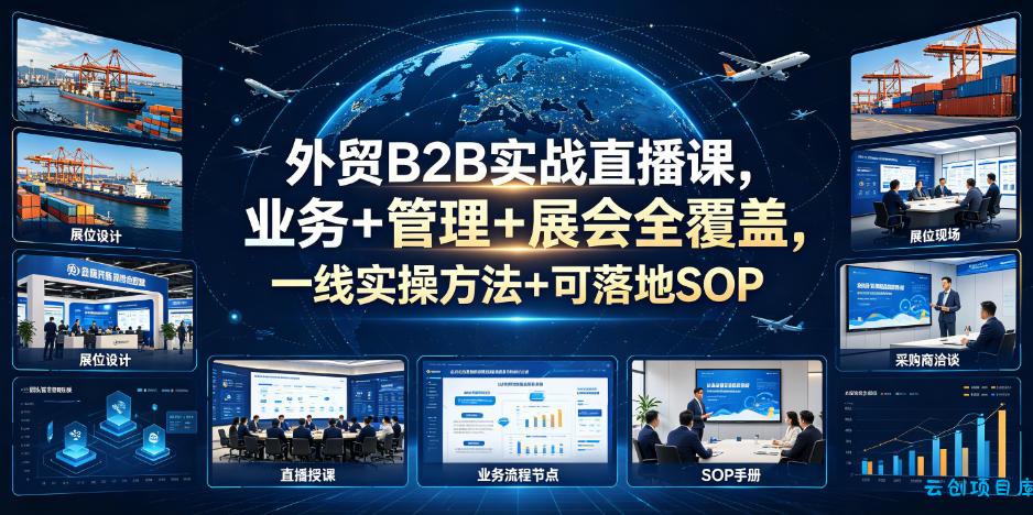 外贸B2B实战直播课，业务+管理+展会全覆盖，一线实操方法+可落地SOP-云创项目库