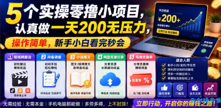 5个实操零撸小项目,认真做一天200无压力,操作简单,新手小白看完秒会【揭秘】