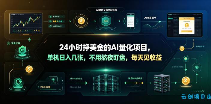 24小时挣美金的AI量化项目,单机日入几十美刀,不用熬夜盯盘,每天见收益【揭秘】