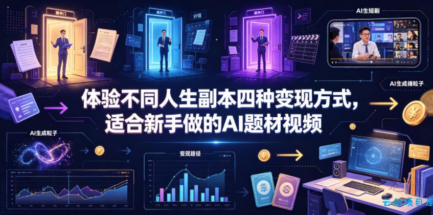 体验不同人生副本四种变现方式,适合新手做的AI题材视频