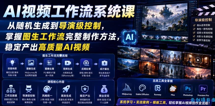 AI视频工作流系统课,从随机生成到导演级控制,掌握图生工作流完整制作方法,稳定产出高质量AI视频