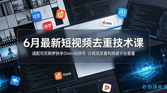 6月最新短视频去重技术课，适配可灵即梦快手Omni视频号，分镜底层重构规避平台查重-云创项目库