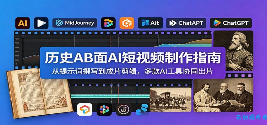 历史AB面AI短视频制作指南：从提示词撰写到成片剪辑，多款AI工具协同出片-云创项目库