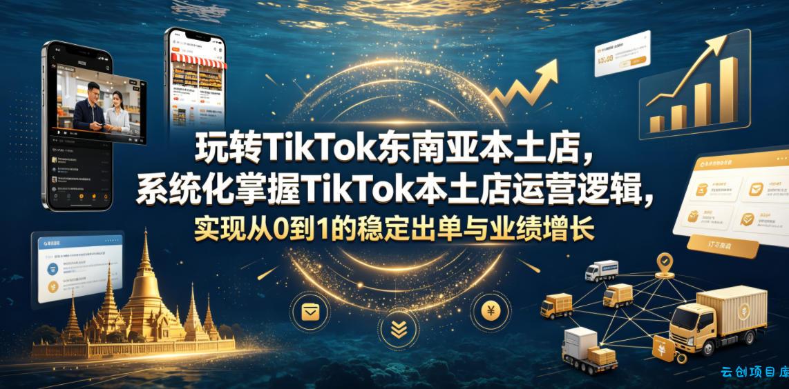 玩转TikTok东南亚本土店,系统化掌握TikTok本土店运营逻辑,实现从0到1的稳定出单与业绩增长