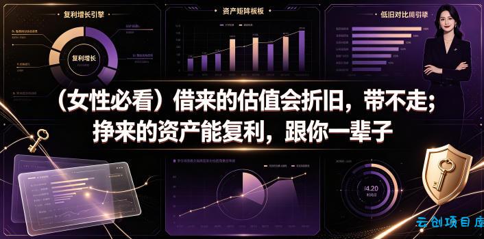付费文章：(女性必看)借来的估值会折旧，带不走；挣来的资产能复利，跟你一辈子-云创项目库