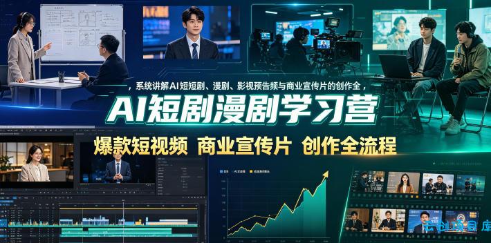 AI短剧漫剧学习营，系统讲解AI短剧、漫剧、影视预告片、爆款短视频与商业宣传片的创作全流程-云创项目库