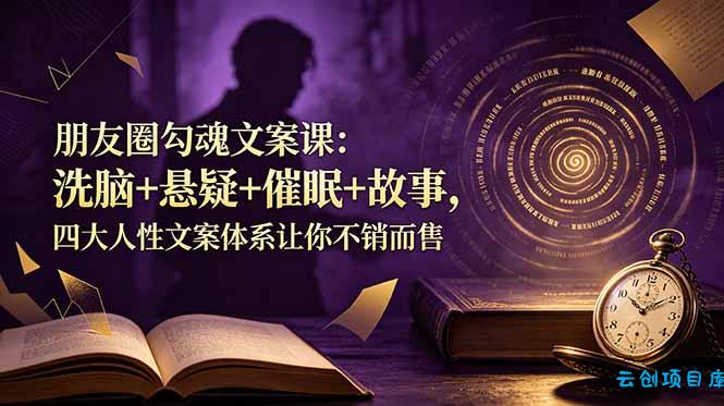 朋友圈勾魂文案课：洗脑+悬疑+催眠+故事，四大人性文案体系让你不销而售-云创项目库
