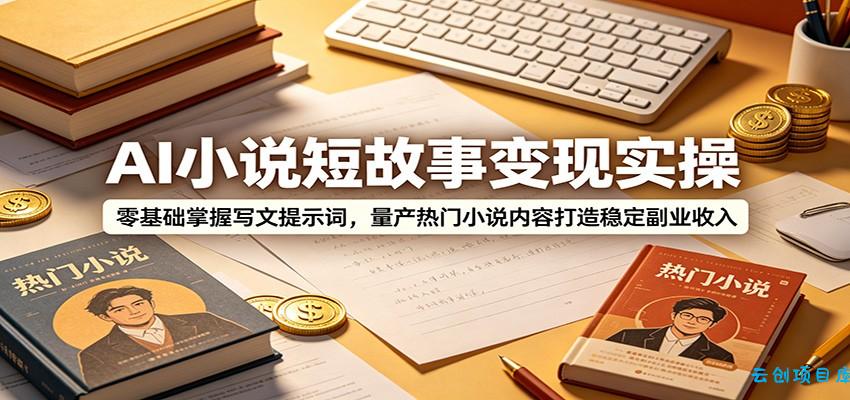 AI小说短故事变现实操：零基础掌握写文提示词，量产热门小说内容打造稳定副业收入-云创项目库