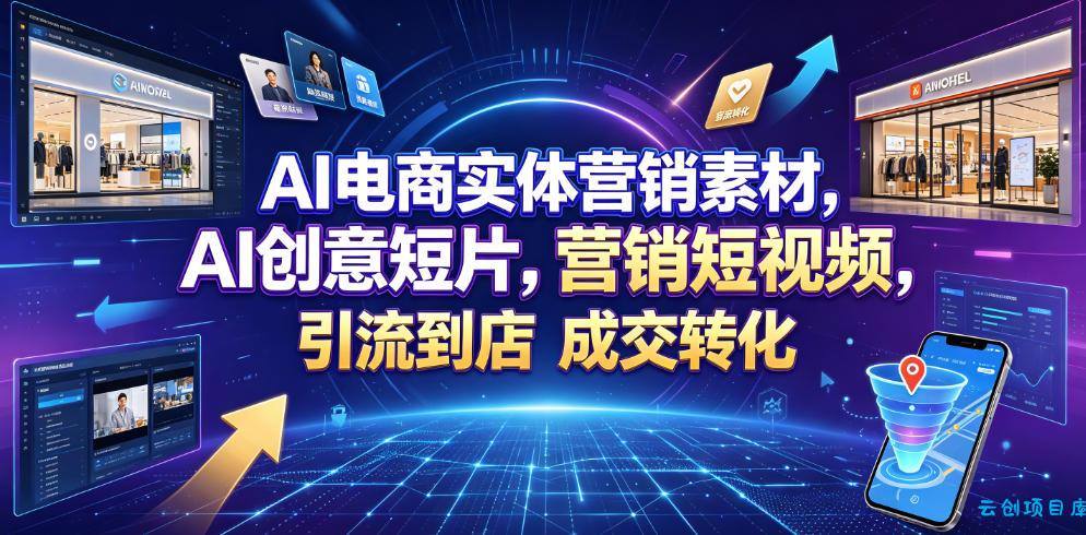 AI电商实体营销素材，AI创意短片，高效打造营销短视频，轻松引流到店，稳定提升门店客流与成交转化-云创项目库
