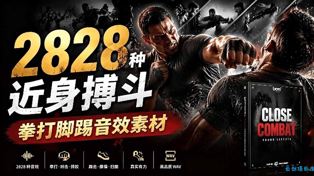 宝藏级别音效！2828种近身搏斗拳打脚踢音效素材，全部中文分类，免解压使用  Close Combat-云创项目库