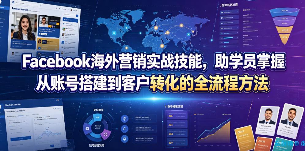 Facebook海外营销实战技能，助学员掌握从账号搭建到客户转化的全流程方法-云创项目库