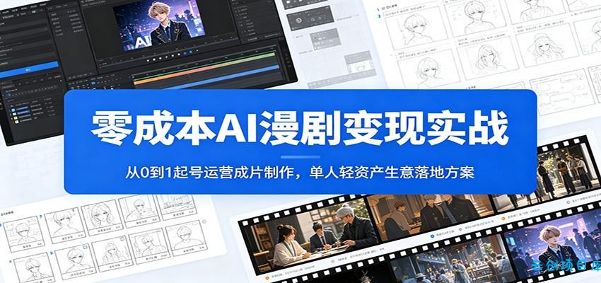 零成本AI漫剧变现实战：从0到1起号运营成片制作，单人轻资产生意落地方案-云创项目库