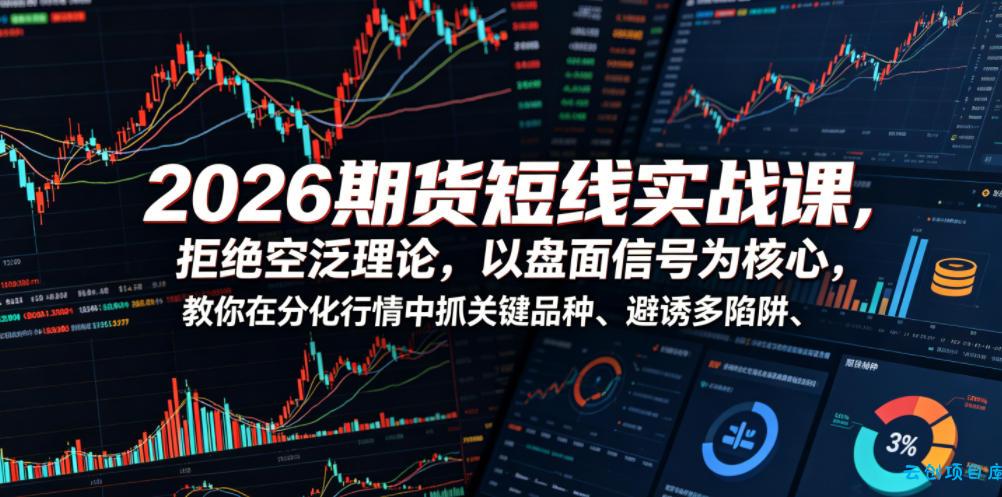 2026期货短线实战课，拒绝空泛理论，以盘面信号为核心，教你在分化行情中抓关键品种、避诱多陷阱(更新)-云创项目库