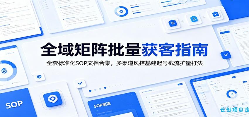 全域矩阵批量获客指南：全套标准化SOP文档合集，多渠道风控基建起号截流扩量打法-云创项目库